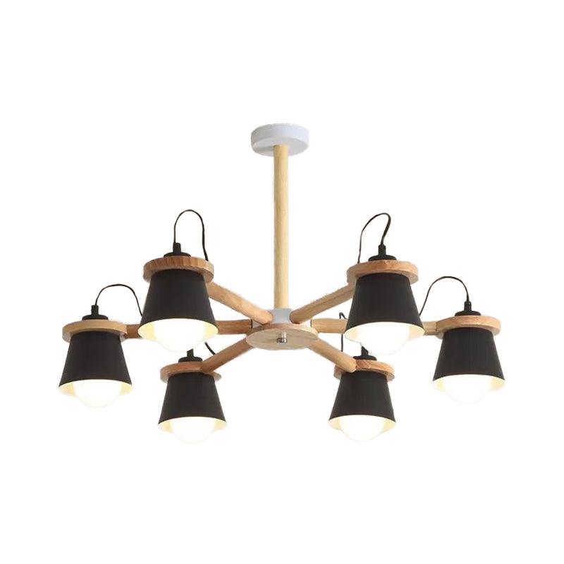 6 Lights Bucket Shade Chandelier Macaron Metal Ceiling Pendant Light - Rebooters