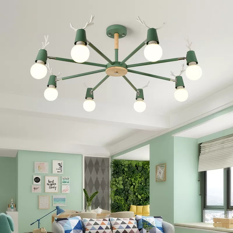 Sweet Cone Game Room Chandelier Metal 8 Lights Macaron Light - Rebooters