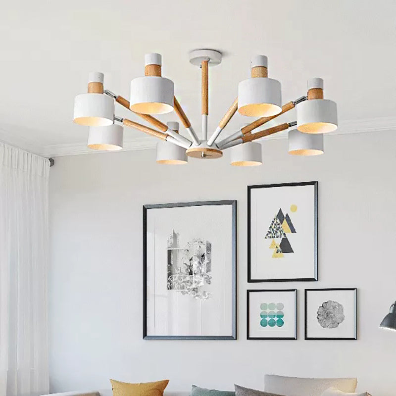 Macaron Round Shade Semi Flushmount Light Metal 8 Lights Ceiling Light for Kindergarten - Rebooters