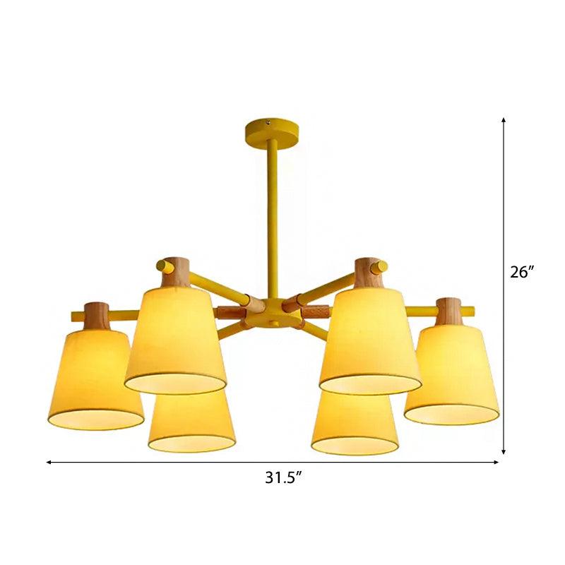 Trapezoid Shade Hanging Light Macaron Style Wood Chandelier - Rebooters