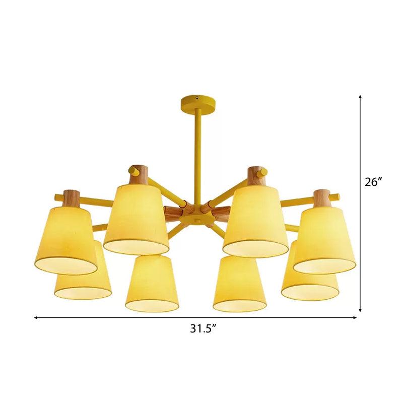 Trapezoid Shade Hanging Light Macaron Style Wood Chandelier - Rebooters