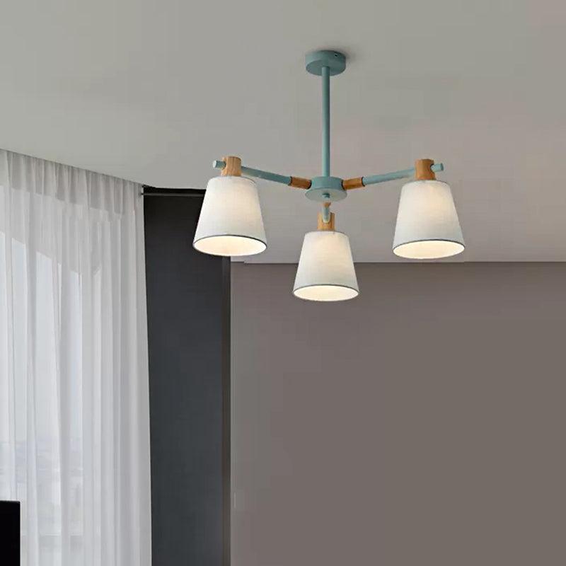 Trapezoid Shade Hanging Light Macaron Style Wood Chandelier - Rebooters
