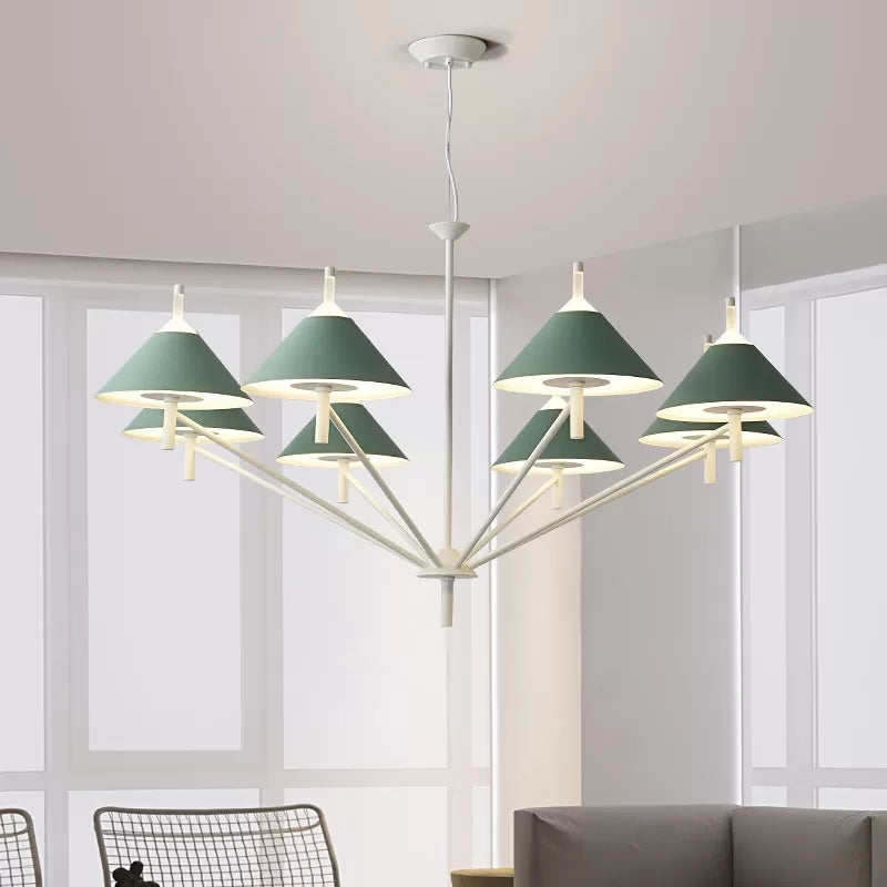 Macaron Style Conical Chandelier Pendant Light for Study Room - Rebooters