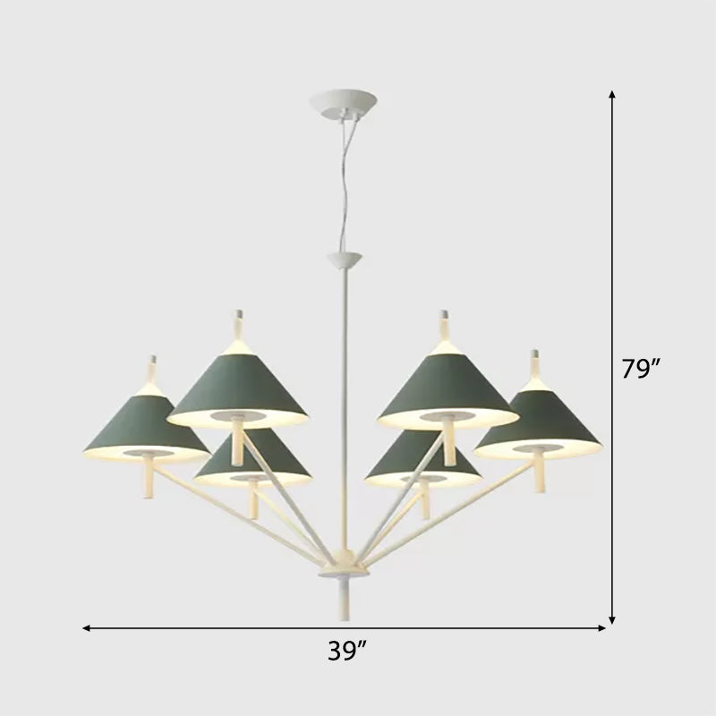 Macaron Style Conical Chandelier Pendant Light for Study Room - Rebooters