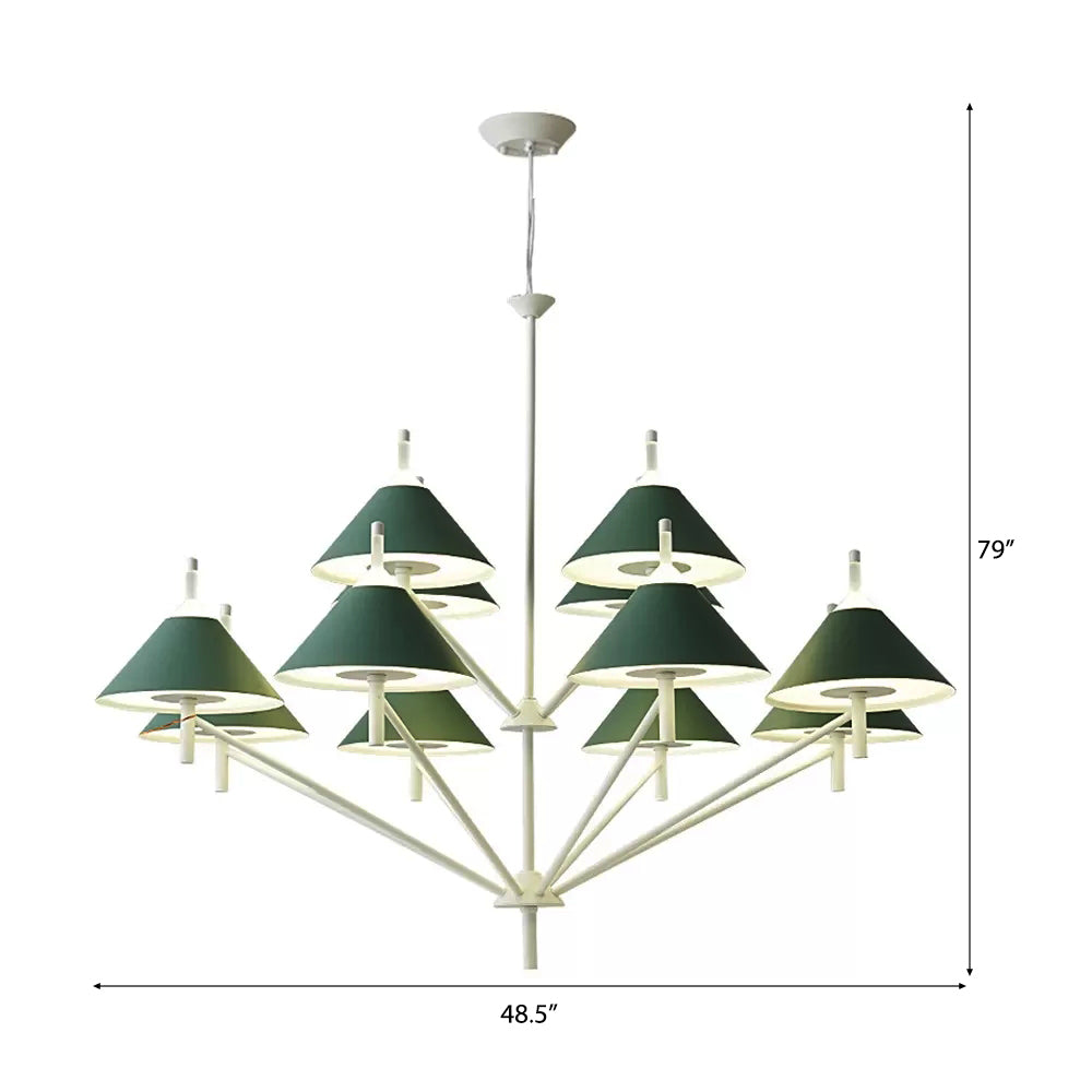 Macaron Style Conical Chandelier Pendant Light for Study Room - Rebooters