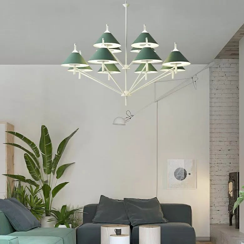 Macaron Style Conical Chandelier Pendant Light for Study Room - Rebooters