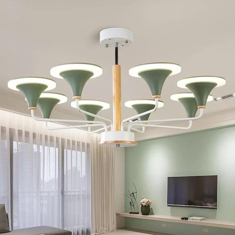 Nordic Modern Ceiling Pendant Light Curved Cone Shade Metal Hanging Light for Restaurant - Rebooters