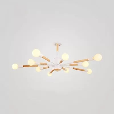 Sky Bang Bare Bulb Hanging Light Nordic Wood Chandelier - Rebooters