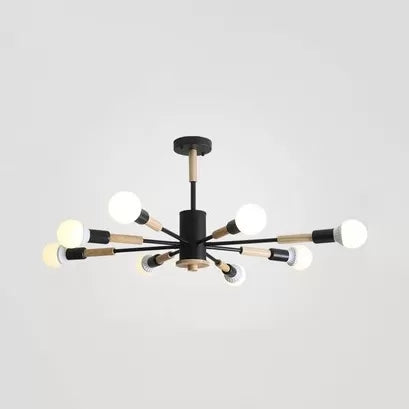 Sky Bang Bare Bulb Hanging Light Nordic Wood Chandelier - Rebooters