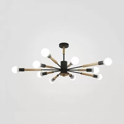 Sky Bang Bare Bulb Hanging Light Nordic Wood Chandelier - Rebooters