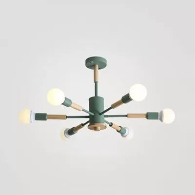 Sky Bang Kindergarten Chandelier with Open Bulb Wood Nordic Light - Rebooters