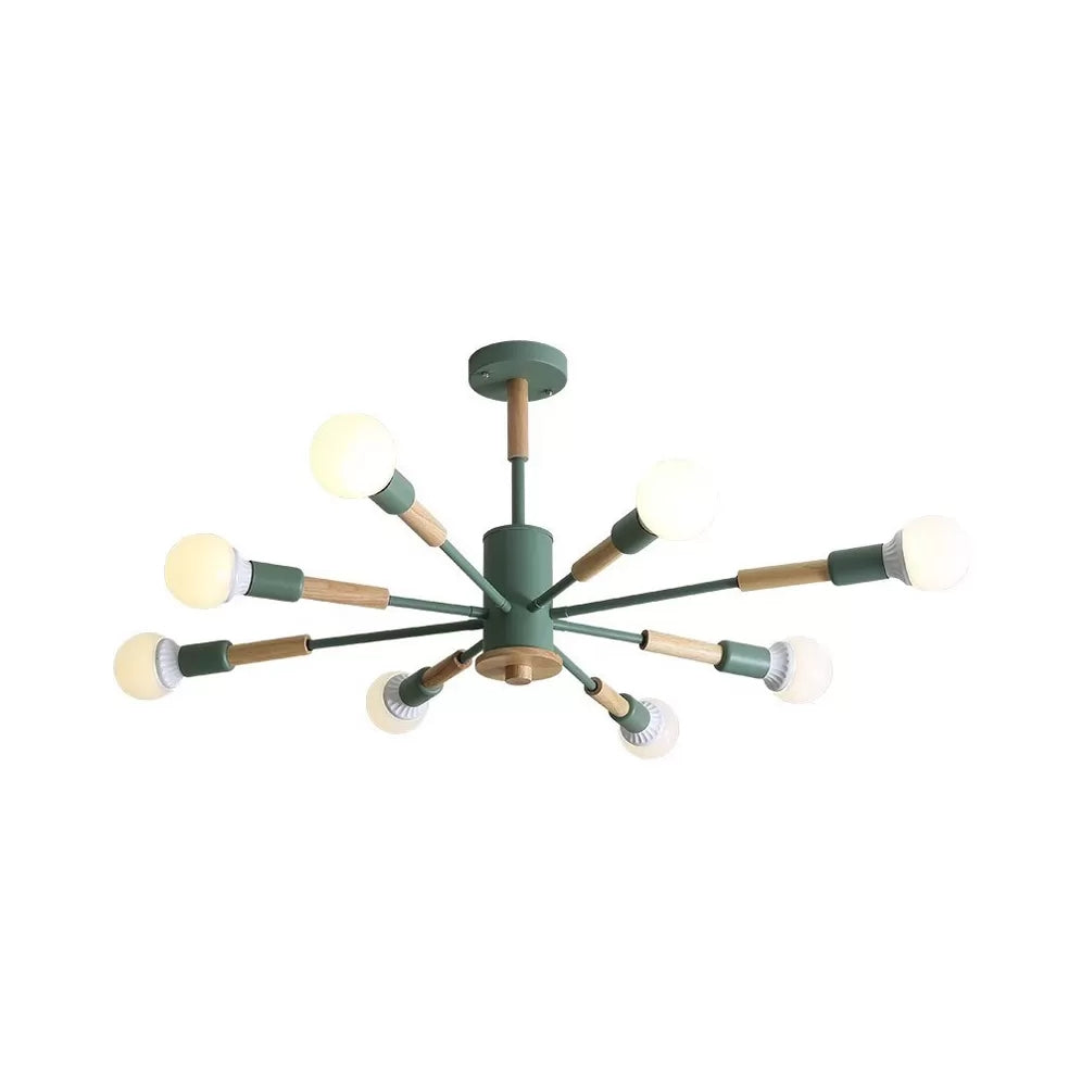 Sky Bang Kindergarten Chandelier with Open Bulb Wood Nordic Light - Rebooters
