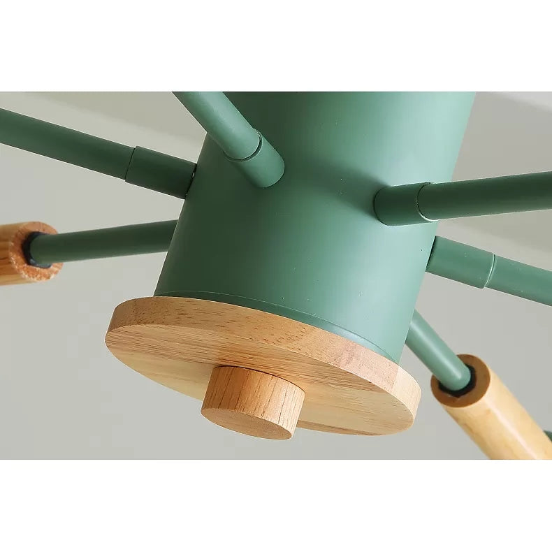 Sky Bang Kindergarten Chandelier with Open Bulb Wood Nordic Light - Rebooters