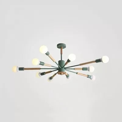 Sky Bang Kindergarten Chandelier with Open Bulb Wood Nordic Light - Rebooters