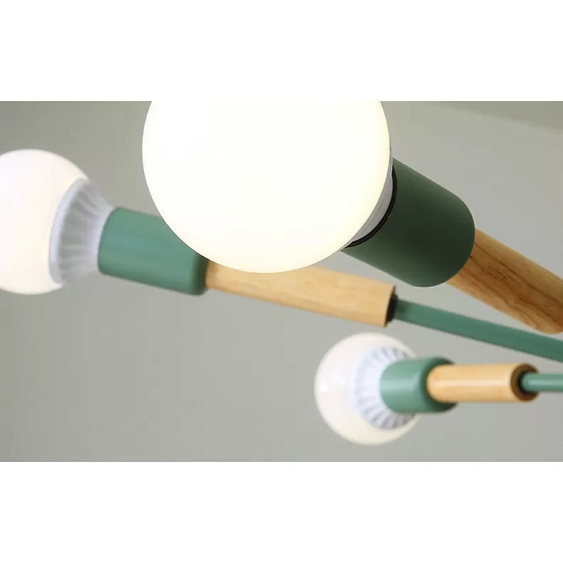 Sky Bang Kindergarten Chandelier with Open Bulb Wood Nordic Light - Rebooters