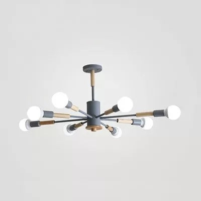 Sky Bang Kindergarten Chandelier with Open Bulb Wood Nordic Light - Rebooters