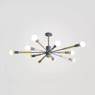 Sky Bang Kindergarten Chandelier with Open Bulb Wood Nordic Light - Rebooters