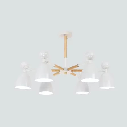 Metal Domed Shade Chandelier Child Bedroom 6 Heads Macaron Light - Rebooters