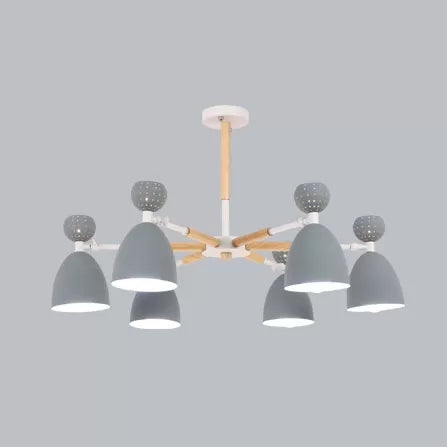 Metal Domed Shade Chandelier Child Bedroom 6 Heads Macaron Light - Rebooters