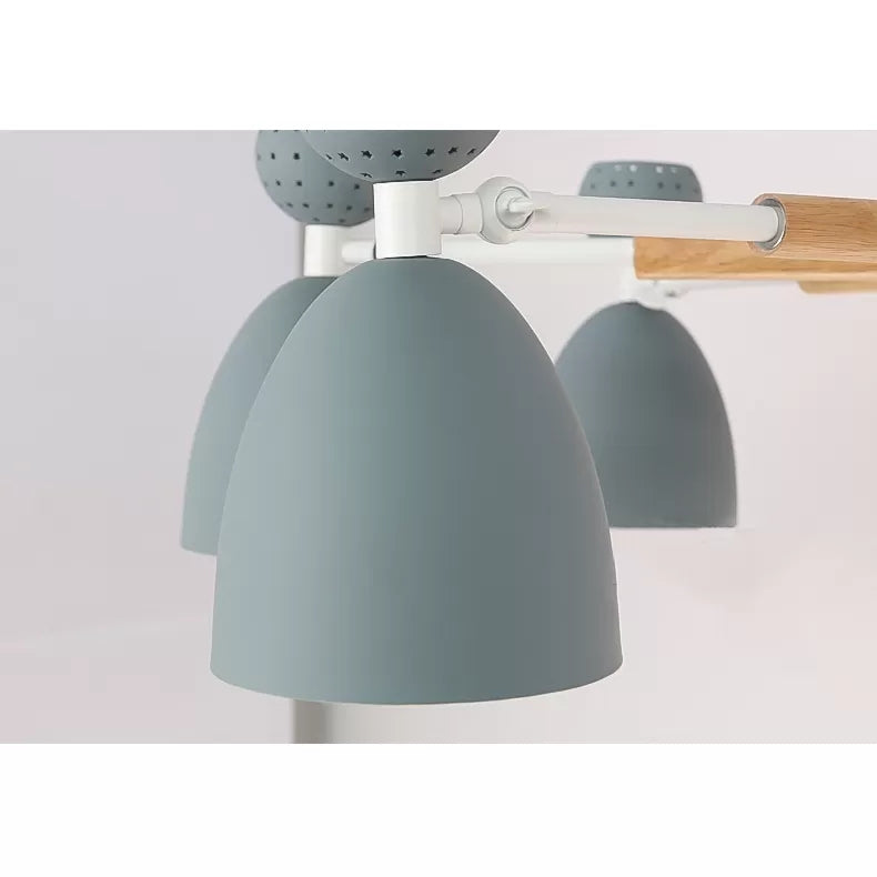 Metal Domed Shade Chandelier Child Bedroom 6 Heads Macaron Light - Rebooters