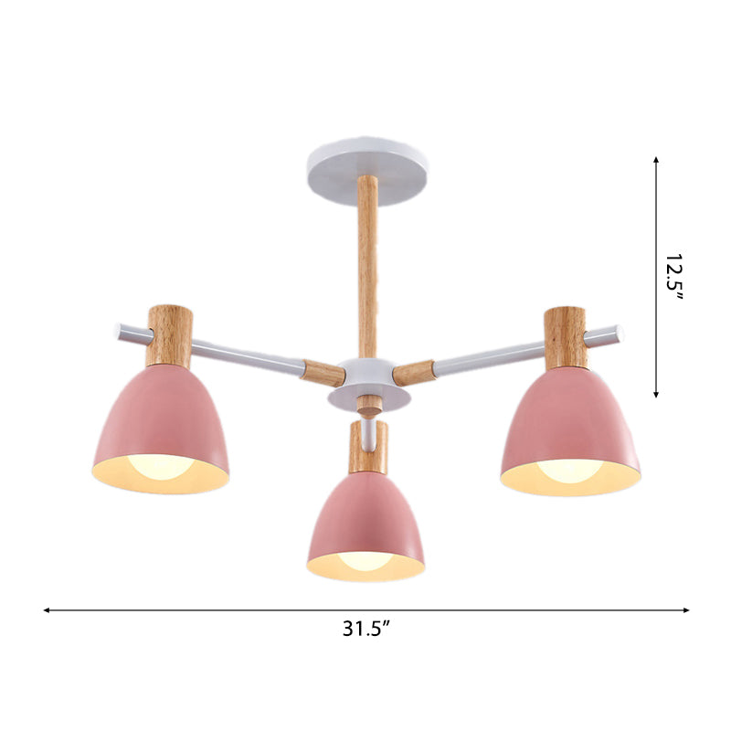 Game Room Bowl Chandelier Metallic Macaron Light 23.5 Inch - Rebooters