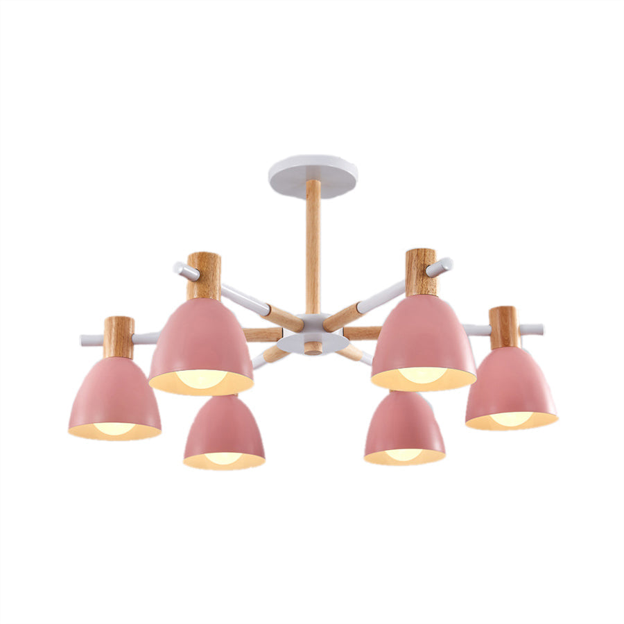 Game Room Bowl Chandelier Metallic Macaron Light 23.5 Inch - Rebooters