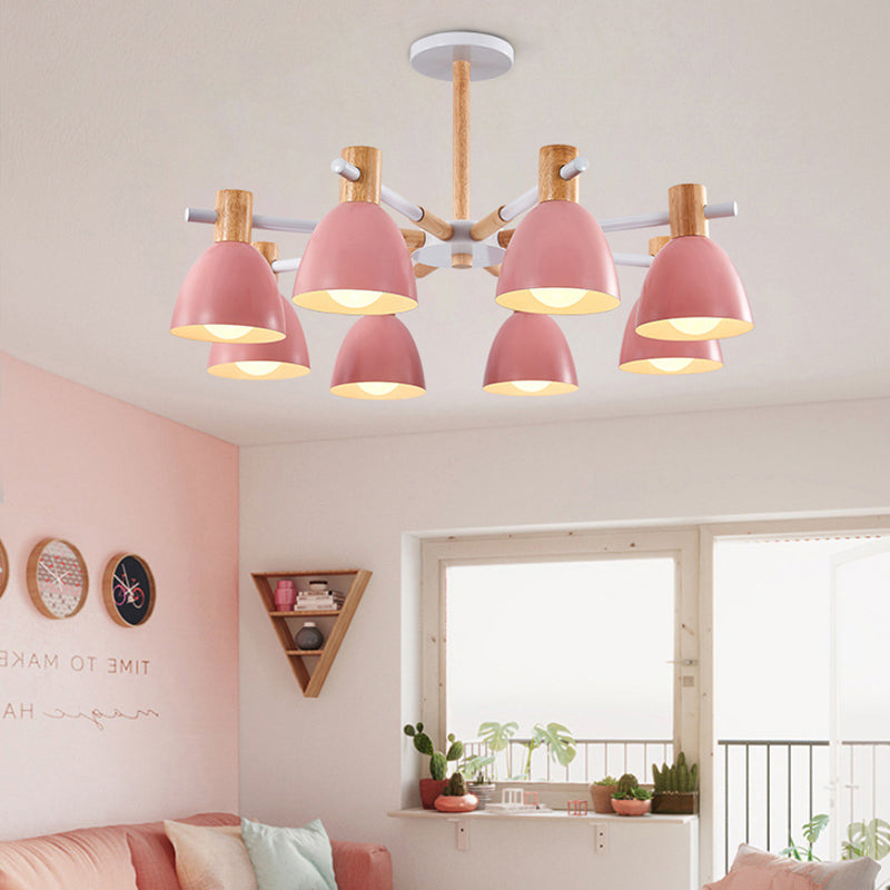 Game Room Bowl Chandelier Metallic Macaron Light 23.5 Inch - Rebooters
