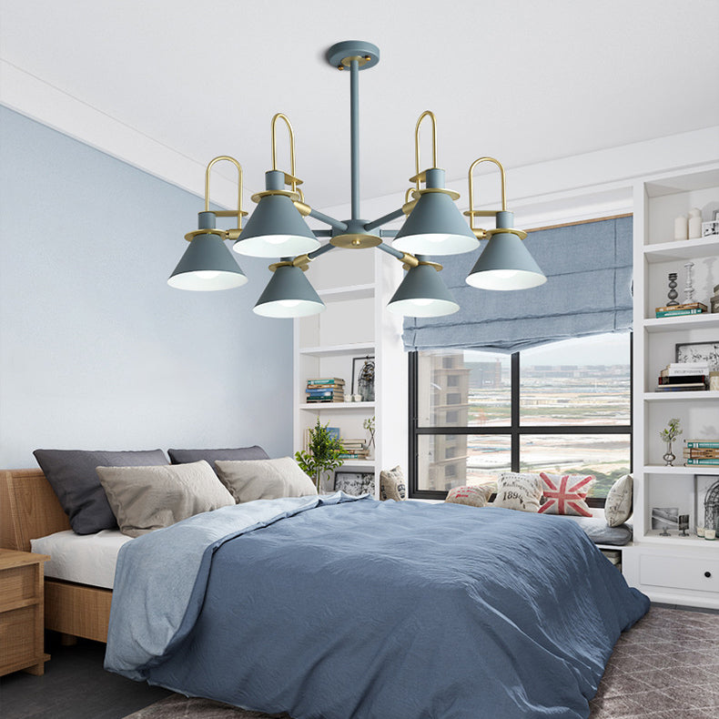 Macaron Loft Funnel Chandelier Metal Undertint Suspension Light - Rebooters