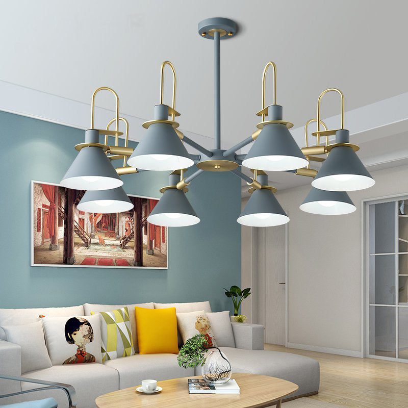Macaron Loft Funnel Chandelier Metal Undertint Suspension Light - Rebooters