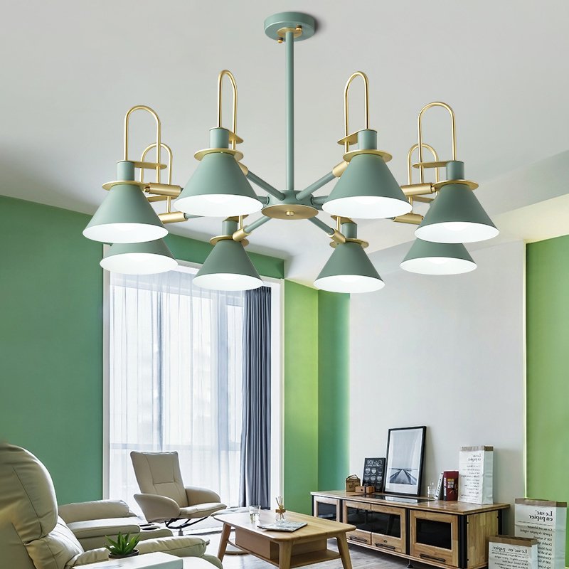 Macaron Loft Funnel Chandelier Metal Undertint Suspension Light - Rebooters