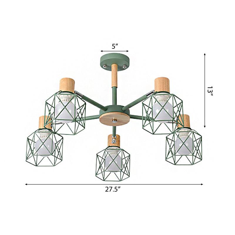 Cage Shade Ceiling Pendant Light Macaron Stylish Metal Hanging Light - Rebooters