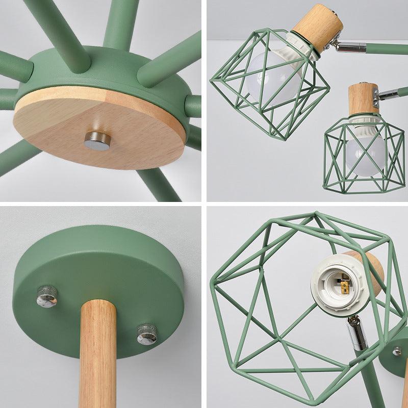 Cage Shade Ceiling Pendant Light Macaron Stylish Metal Hanging Light - Rebooters