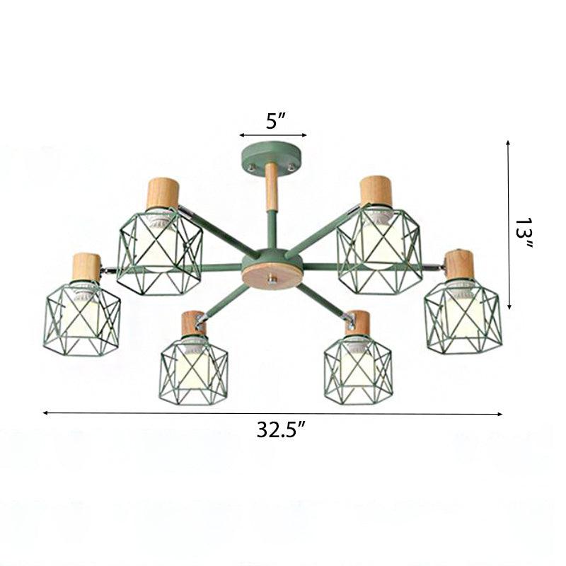 Cage Shade Ceiling Pendant Light Macaron Stylish Metal Hanging Light - Rebooters
