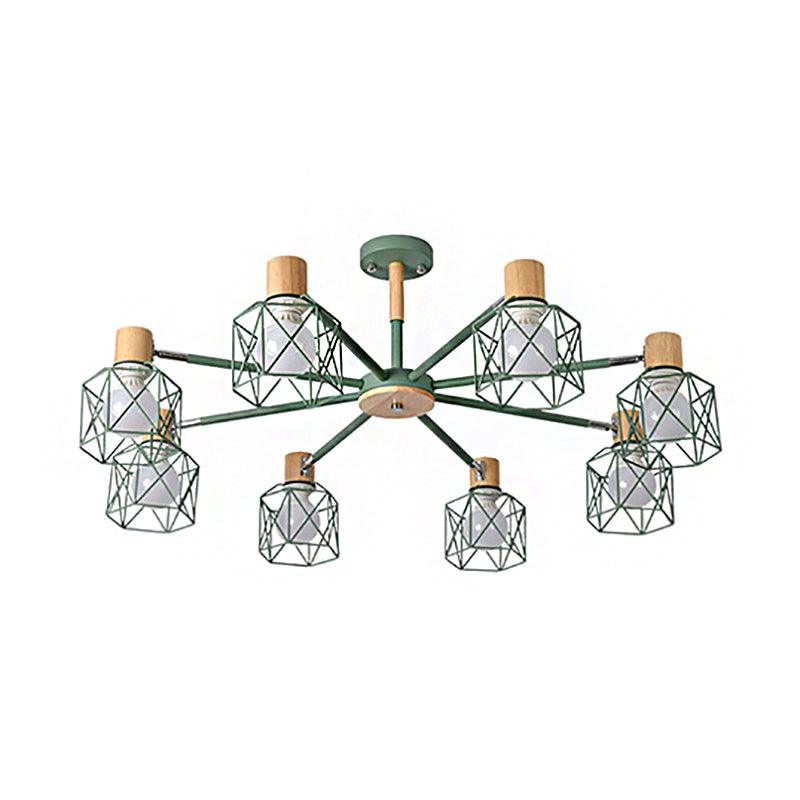Cage Shade Ceiling Pendant Light Macaron Stylish Metal Hanging Light - Rebooters