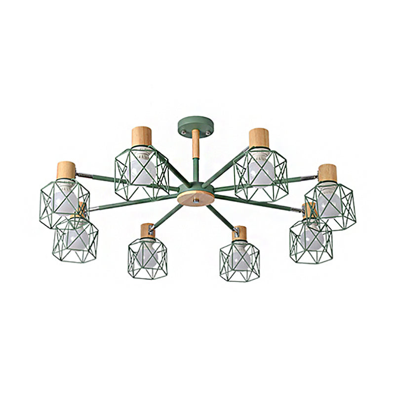 Cage Shade Ceiling Pendant Light Macaron Stylish Metal Hanging Light - Rebooters
