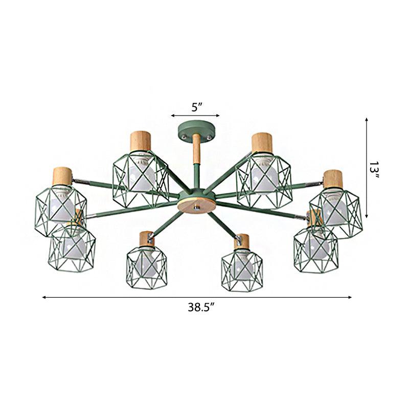 Cage Shade Ceiling Pendant Light Macaron Stylish Metal Hanging Light - Rebooters
