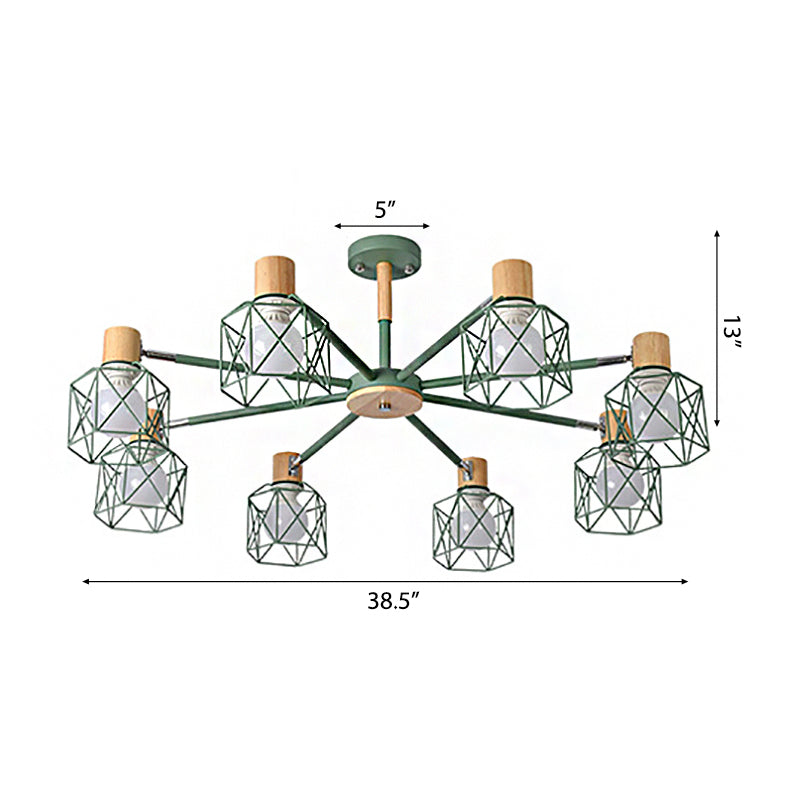 Cage Shade Ceiling Pendant Light Macaron Stylish Metal Hanging Light - Rebooters