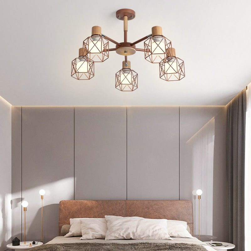 Cage Shade Ceiling Pendant Light Macaron Stylish Metal Hanging Light - Rebooters