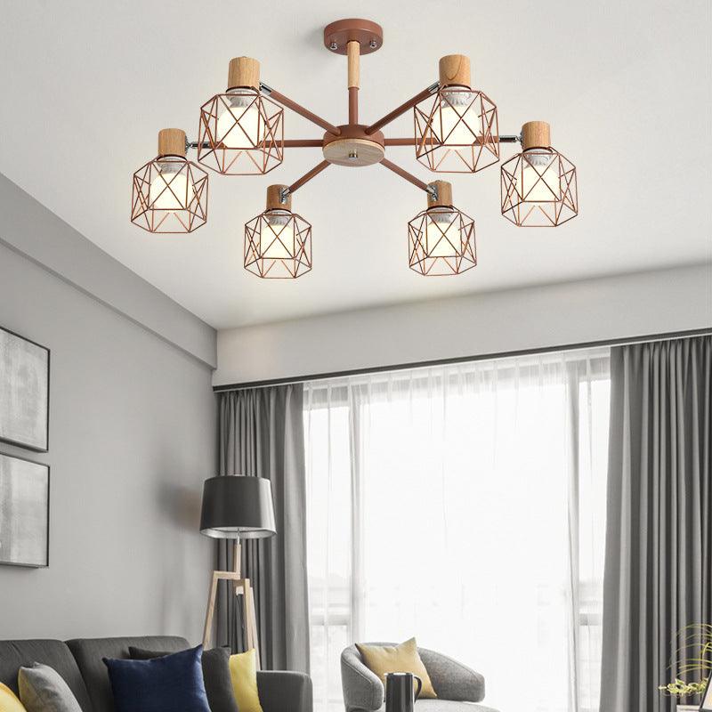 Cage Shade Ceiling Pendant Light Macaron Stylish Metal Hanging Light - Rebooters