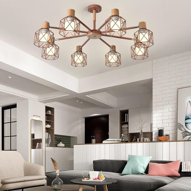 Cage Shade Ceiling Pendant Light Macaron Stylish Metal Hanging Light - Rebooters