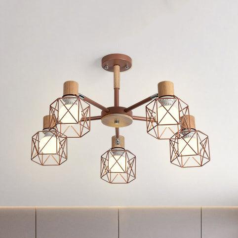 Cage Shade Ceiling Pendant Light Macaron Stylish Metal Hanging Light - Rebooters