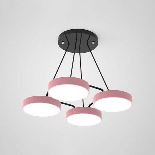 Acrylic Round Shade Chandelier Macaron Stylish Pendant Light - Rebooters