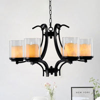 6 Lights Dining Room Ceiling Lamp Country Black Chandelier - Rebooters