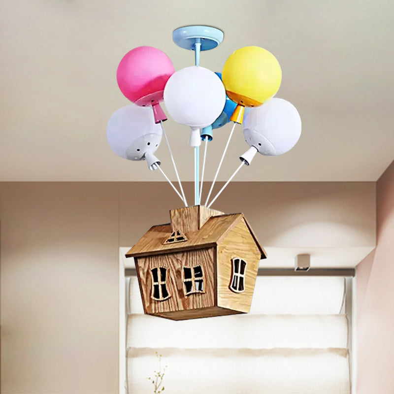 Cartoon Balloon Pendant Light Eight Lights Metal Multi-Color Chandelier for Kindergarten - Rebooters