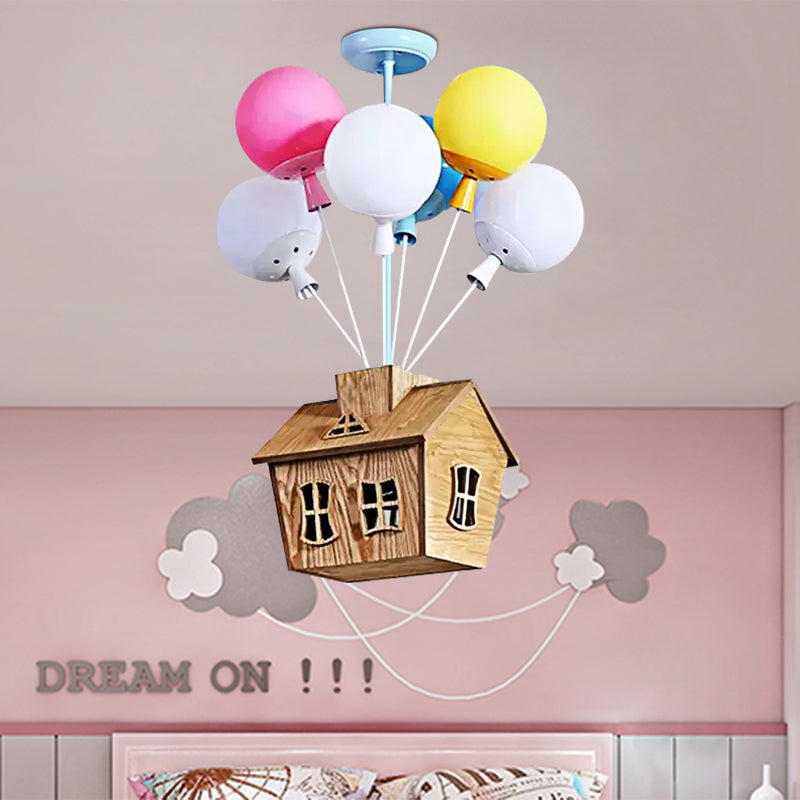 Cartoon Balloon Pendant Light Eight Lights Metal Multi-Color Chandelier for Kindergarten - Rebooters