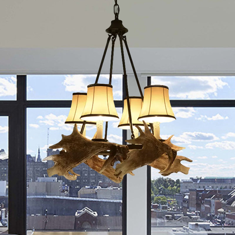 Tapered Dining Room Ceiling Chandelier Rustic Resin 4 Lights - Rebooters