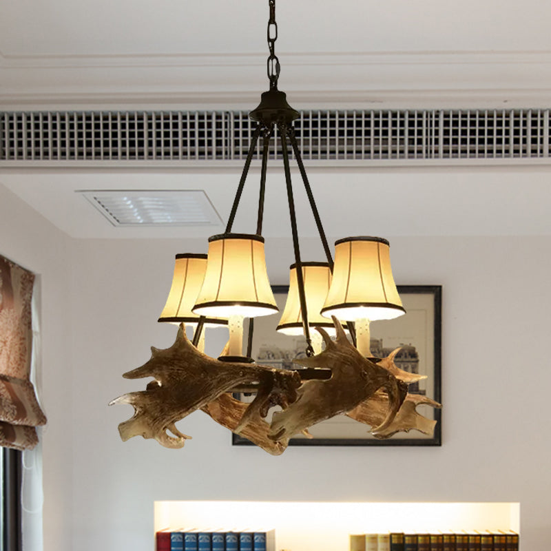 Tapered Dining Room Ceiling Chandelier Rustic Resin 4 Lights - Rebooters