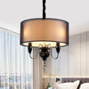 3-Light Fabric Hanging Chandelier Classic Black Drum Pendant - Rebooters