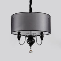 3-Light Fabric Hanging Chandelier Classic Black Drum Pendant - Rebooters