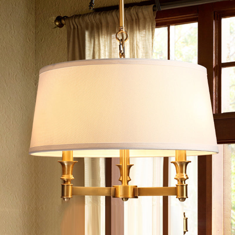 Drum Fabric Chandelier Light Traditional 3 Lights Dining Room - Rebooters